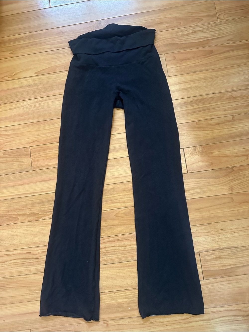 Abercrombie & Fitch Black Wide-Leg Fold-Over Waist Pants
